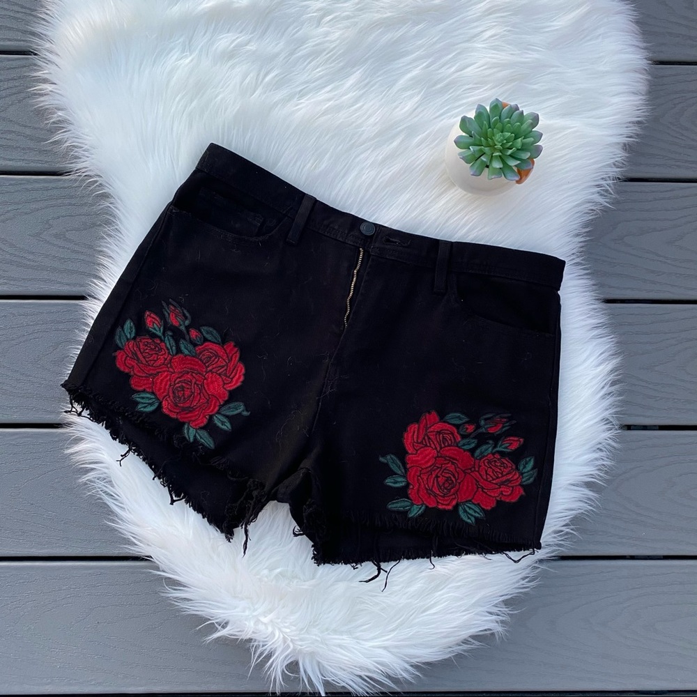 Black Rose Denim Shorts